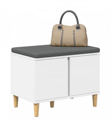 vidaXL Hall Bench White 60 x 38 x 46 cm Engineered Wood and Fabric