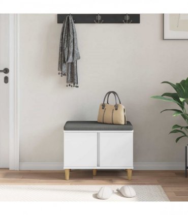 vidaXL Hall Bench White 60 x 38 x 46 cm Engineered Wood and Fabric