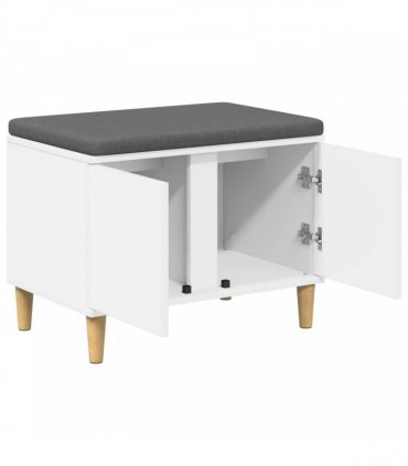 vidaXL Hall Bench White 60 x 38 x 46 cm Engineered Wood and Fabric