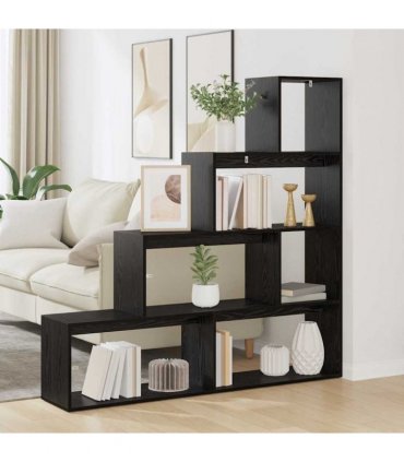 vidaXL Room Divider Bookcase Black Oak 137.5 x 29 x 103.5 cm