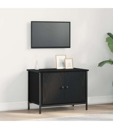 vidaXL TV Cabinet Black Oak 60 x 35 x 45 cm Engineered Wood