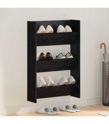 vidaXL Shoe Cabinet Black Oak 60 x 18 x 90 cm Engineered Wood