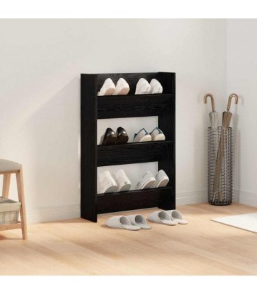 vidaXL Shoe Cabinet Black Oak 60 x 18 x 90 cm Engineered Wood