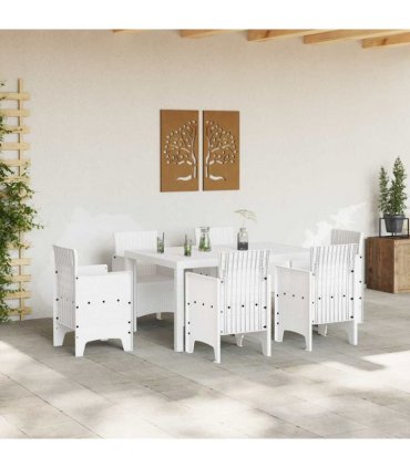 vidaXL Garden Table White 150 x 100 x 73 cm Poly Rattan