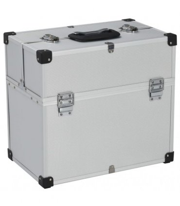 vidaXL Tool Case 38x22.5x34 cm Silver Aluminum