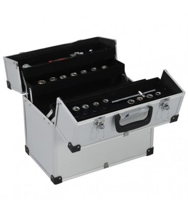 vidaXL Tool Case 38x22.5x34 cm Silver Aluminum