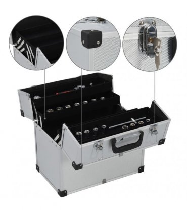 vidaXL Tool Case 38x22.5x34 cm Silver Aluminum