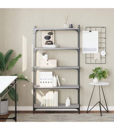 vidaXL Bookcase 5-Tier Grey Sonoma 80x30x154 cm Engineered Wood