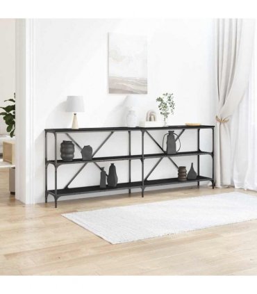 vidaXL Console Table Black Oak 200 x 30 x 75 cm Engineered Wood