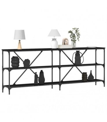 vidaXL Console Table Black Oak 200 x 30 x 75 cm Engineered Wood