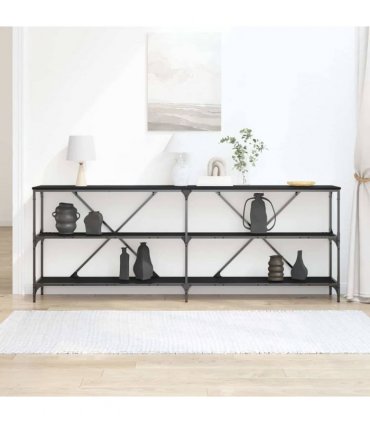 vidaXL Console Table Black Oak 200 x 30 x 75 cm Engineered Wood