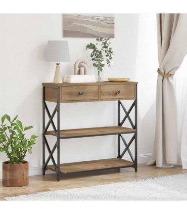 vidaXL Console Table with Drawer Artisan oak 75 x 28 x 75 cm