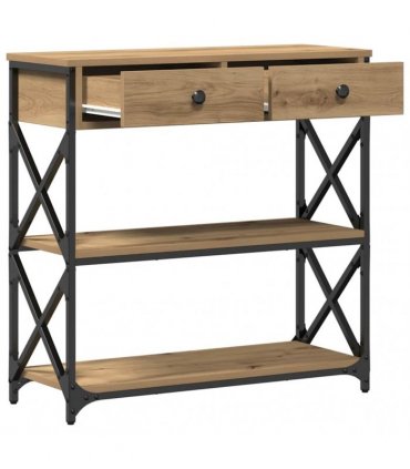 vidaXL Console Table with Drawer Artisan oak 75 x 28 x 75 cm
