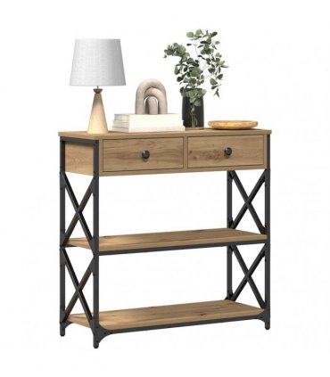 vidaXL Console Table with Drawer Artisan oak 75 x 28 x 75 cm