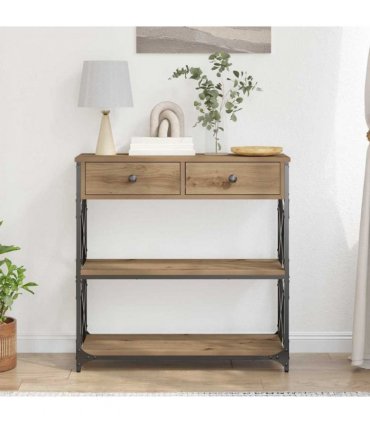 vidaXL Console Table with Drawer Artisan oak 75 x 28 x 75 cm