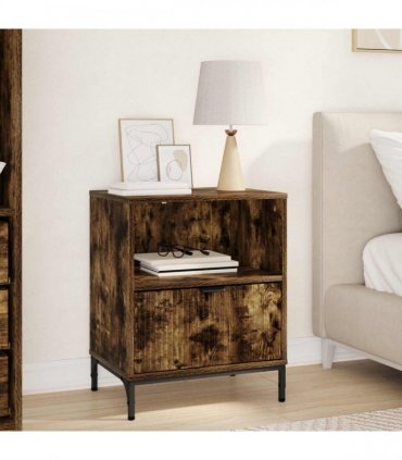 vidaXL Bedside Cabinet Smoked oak 49 x 36 x 61 cm Engineered wood