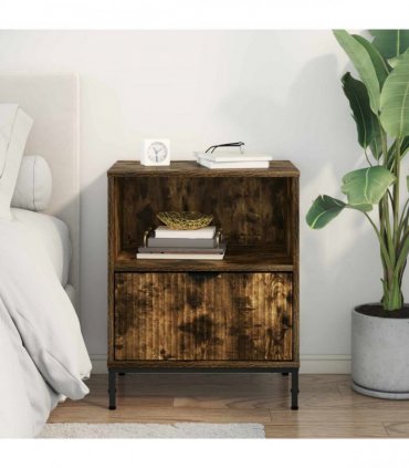 vidaXL Bedside Cabinet Smoked oak 49 x 36 x 61 cm Engineered wood