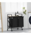 vidaXL Laundry Basket 2 Compartments with Wheels Sonoma Oak