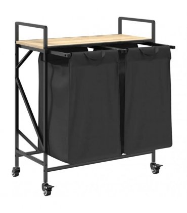 vidaXL Laundry Basket 2 Compartments with Wheels Sonoma Oak