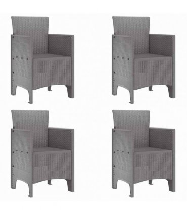 vidaXL Garden Chair 4 pcs Light Grey 53 x 49 x 85 cm Polypropylene
