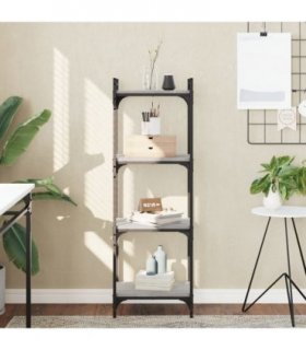 vidaXL Bookcase 4-Tier Grey Sonoma 40x30x120 cm Engineered Wood