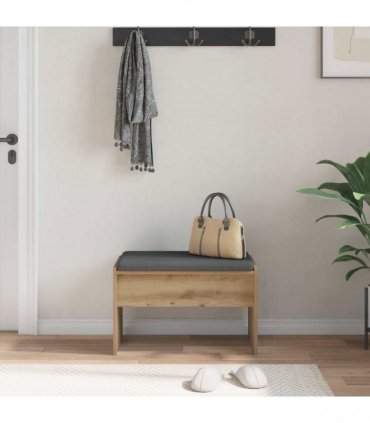 vidaXL Hall Bench with Cushion Artisan Oak 63 x 38 x 40 cm