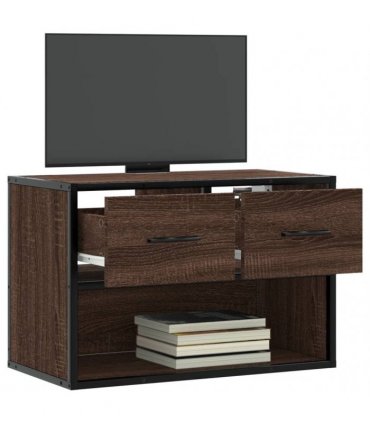 vidaXL TV Cabinet Brown Oak 60x31x39.5 cm Engineered Wood and Metal