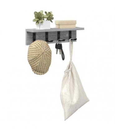 vidaXL Wall-Mounted Coat Rack Grey Sonoma 40 x 10.5 x 10.5 cm