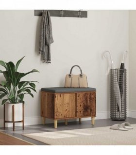 vidaXL Hall Bench Old Wood 60 x 38 x 46 cm Engineered Wood and Fabric