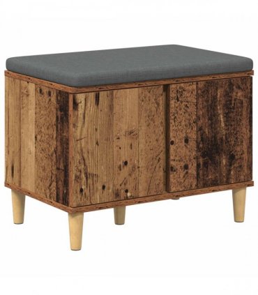 vidaXL Hall Bench Old Wood 60 x 38 x 46 cm Engineered Wood and Fabric