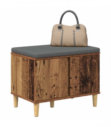 vidaXL Hall Bench Old Wood 60 x 38 x 46 cm Engineered Wood and Fabric