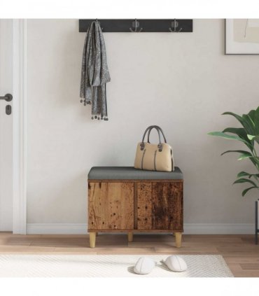 vidaXL Hall Bench Old Wood 60 x 38 x 46 cm Engineered Wood and Fabric
