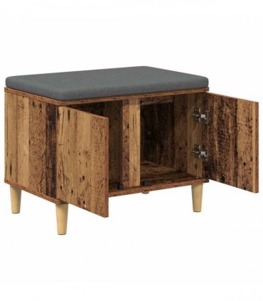 vidaXL Hall Bench Old Wood 60 x 38 x 46 cm Engineered Wood and Fabric