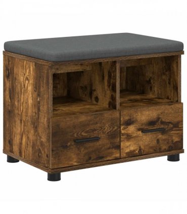 vidaXL Hall Bench with Cushion with Drawer Smoked Oak 60 x 38 x 46 cm