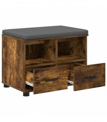 vidaXL Hall Bench with Cushion with Drawer Smoked Oak 60 x 38 x 46 cm