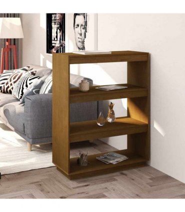 vidaXL Book Cabinet/Room Divider Honey Brown 80x35x103 cm Solid Pinewood