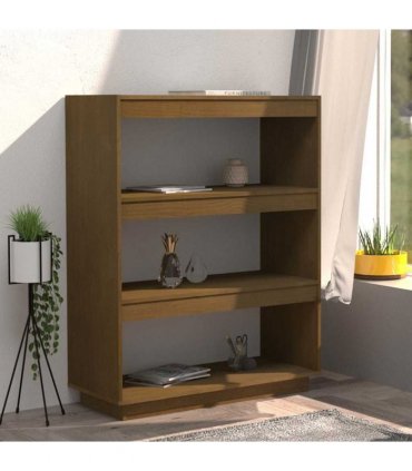 vidaXL Book Cabinet/Room Divider Honey Brown 80x35x103 cm Solid Pinewood