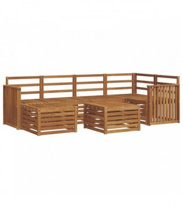vidaXL Sectional Sofa Set 7 pcs Natural Solid Acacia Wood