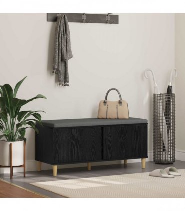 vidaXL Hall Bench with Cushion with Storage Black Oak 100 x 38 x 46 cm
