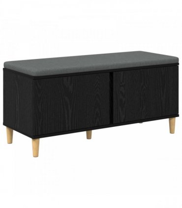 vidaXL Hall Bench with Cushion with Storage Black Oak 100 x 38 x 46 cm