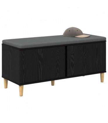 vidaXL Hall Bench with Cushion with Storage Black Oak 100 x 38 x 46 cm