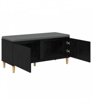 vidaXL Hall Bench with Cushion with Storage Black Oak 100 x 38 x 46 cm