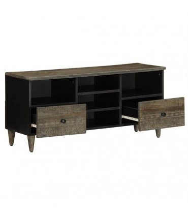 vidaXL TV Cabinet Black 100x33x46 cm Solid Wood Mango
