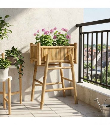 vidaXL Garden Planter with Holder Natural 50 x 38 x 74 cm Bamboo