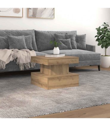 vidaXL Coffee Table with LED Lights Artisian Oak 50x50x40 cm