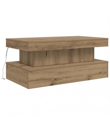vidaXL Coffee Table with LED Lights Artisian Oak 50x50x40 cm