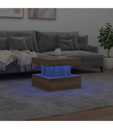 vidaXL Coffee Table with LED Lights Artisian Oak 50x50x40 cm