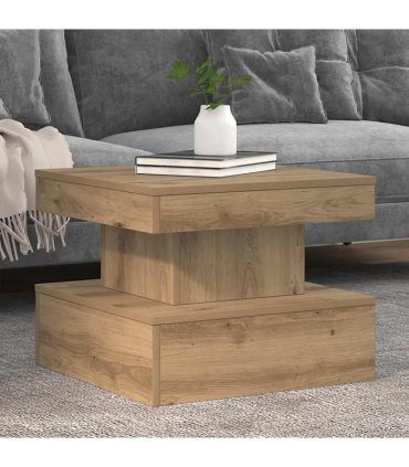 vidaXL Coffee Table with LED Lights Artisian Oak 50x50x40 cm