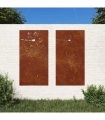 vidaXL Garden Wall Decorations 2pcs 105x55cm Corten Steel Flower Design