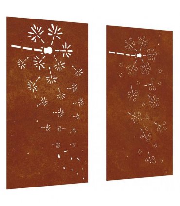 vidaXL Garden Wall Decorations 2pcs 105x55cm Corten Steel Flower Design